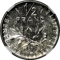 France Nickel 1989 1/2 Franc NGC MS64 TOP GRADED BY NGC KM# 931.1 (042)