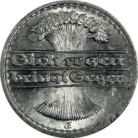 Germany - Weimar Republic Aluminium 1921 E 50 Pfennig Unc KM# 27 (18 221)