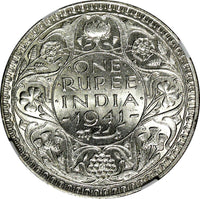 India-British George VI Silver 1941 (B) Rupee NGC AU58 Mint Luster KM# 556 (004)