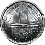 Saint Pierre & Miquelon Aluminium 1948 1 Franc NGC MS65 Paris Mint KM# 1 (010)