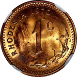 RHODESIA Bronze 1970 1 Cent NGC MS64 RB NICE RED TONING KM# 10 (006)