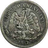 MEXICO Silver 1887 Mo M 25 Centavos Mexico Mint -376,000 KM#406.7 (19 085)