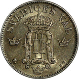 SWEDEN Oscar II Silver 1907 EB 10 Ore 1 YEAR TYPE  aUNC KM# 774 (17 031)