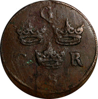 Sweden Charles X Gustav (1654-1660) Copper 1656 1/4 Ore KM# 211 (14 364)