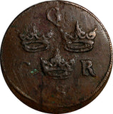 Sweden Charles X Gustav (1654-1660) Copper 1656 1/4 Ore KM# 211 (14 364)