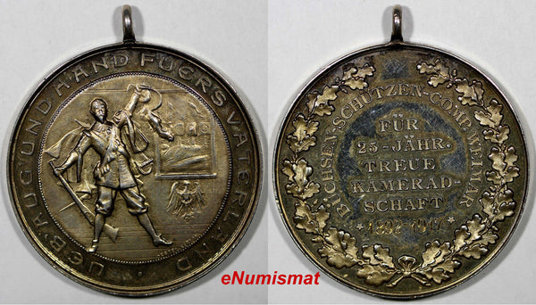 GERMANY Large Silver Medal 1892-1907 25 YEARS FATHERLAND 38mm 20,07 g.UNC (9572)