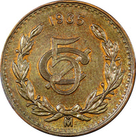 Mexico ESTADOS UNIDOS MEXICANOS Bronze 1935 Mo 5 Centavos KM# 422 (21 081)