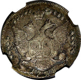 Russia Catherine II Silver 1778 SPB 20 Kopecks NGC XF40 "ВСЕРОСС" C# 63b (050)