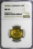 Germany-Democratic Republic Brass 1979 A 20 Pfennig NGC MS65 TOP GRADED KM#11(6)