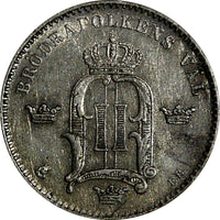 SWEDEN Oscar II Silver 1887 EB 10 Ore  XF Condition KM# 755 (15 583)