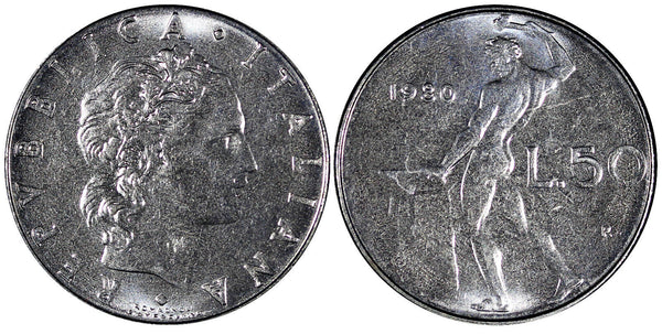 Italy Stainless Steel 1980 50 Lire 24.8 mm KM# 95.1 (21 623)