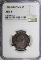 Great Britain George I Silver 1720 1 Shilling NGC AU55 26mm Toning KM# 539.2 (6)