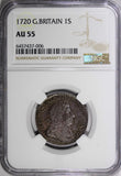 Great Britain George I Silver 1720 1 Shilling NGC AU55 26mm Toning KM# 539.2 (6)
