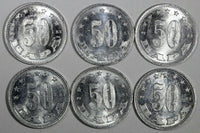 Yugoslavia Aluminum LOT OF 6 COINS 1953 50 Para BU KM# 29 (17 955)