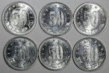 Yugoslavia Aluminum LOT OF 6 COINS 1953 50 Para BU KM# 29 (17 955)