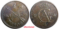 SWEDEN 1802  1 SKILLING OVERSTRUCK ON 2 ORE S.M. 1744 / FULL DATE  KM#566 (2356)