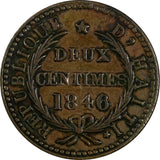 Haiti Copper 1846 // AN 43 2 Centimes Ex.Wolfgang Schuster Coll. (17 573)