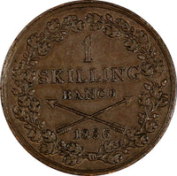 Sweden Carl XIV Johan Copper 1836 1 Skilling 27,8 mm aUNC Cond KM# 642 (18 122)