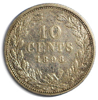 Netherlands Wilhelmina I Silver 1898 10 Cents 15mm KM# 119 (4772)