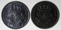 Sweden Gustaf V Iron LOT OF 2 COINS 1943,1946 5 Öre High Grade KM# 812 (20 746)