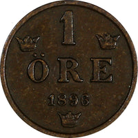 Sweden Oscar II Bronze 1896 1 Öre KM# 750 (17 883)