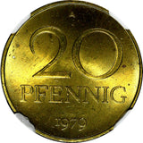 Germany-Democratic Republic Brass 1979 A 20 Pfennig NGC MS65 TOP GRADED KM#11(6)