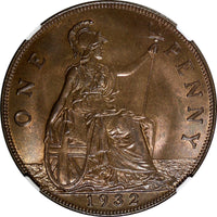 Great Britain George V 1932 1 Penny KEY DATE NGC MS66 BN TOP GRADED KM# 838 (25)