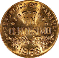 Panama Bronze 1968 1 Centesimo UNC/BU RED KM# 22 RANDOM PICK (1 Coin) (22 178)
