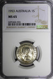 Australia Elizabeth II Silver 1953 1 Shilling Royal Mint NGC MS65 KM# 53 (24)
