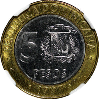 Dominican Republic 1997 5 Pesos Central Bank NGC MS64  KM# 88 (037)