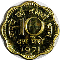 India-Republic PROOF 1971 B 10 Paise Mintage-4,375 Mumbai Mint KM# 26.3 (14 984)