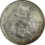 MEXICO Silver 1888 Pi R 25 Centavos San Luis Potosi Mint-106,000 KM#406.8 (056)