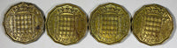 Great Britain Elizabeth II LOT OF 4 COINS 1964 3 Pence KM# 900 (20 272)