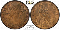 Great Britain Victoria Bronze 1886 1 Penny PCGS MS63 RB Light Toned KM# 755 (3)