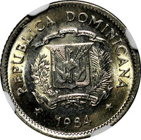 Dominican Republic Duarte 1984 MO 10 Centavos NGC MS64 Human Rights KM# 60 (48)