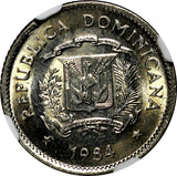 Dominican Republic Duarte 1984 MO 10 Centavos NGC MS64 Human Rights KM# 60 (48)