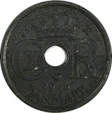 Denmark Christian X German Occupation Zinc 1945 25 Ore WWII Issue KM# 823.2a/435