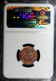 SWEDEN Oscar II Bronze 1873 1 Ore  NGC MS63 RB RED! VARIETY "L.A. " KM# 728