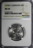 German-Democratic Republic Aluminum 1978-A 2 Mark NGC MS64 TOP GRADED KM#48(070)