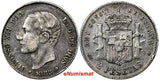 Spain Alfonso XII Silver 1882 (82) MS-M  2 Pesetas SCARCE KM# 678.2 (9022)