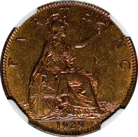 Great Britain George V 1929 Farthing NGC MS65 RB 1 GRADED HIGHEST KM# 825 (011)