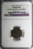 Latvia Bronze 1932 2 Santimi NGC AU DETAILS Last Year Type KM# 2 (016)