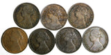 Great Britain  Victoria Copper LOT OF 7 COINS 1860-1885 Farthing
