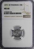 Saint Thomas & Prince Island 1971 10 Centavos NGC MS66 TOP GRADED KM# 15a (029)