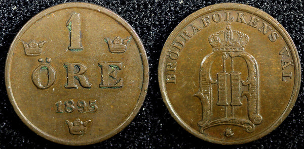 Sweden Oscar II Bronze 1895 1 Öre KM# 750  (23 147)