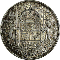 Canada George VI (1936-1952) Silver 1937 50 Cents Mintage-192,016 KM# 36 (879)