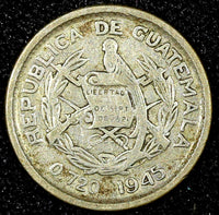 GUATEMALA Silver 1945 5 Centavos  KM# 238.1 (22 862)