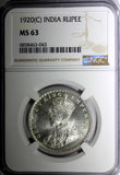 India-British George V Silver 1920 (C) Rupee NGC MS63 Calcutta Mint KM# 524 (43)