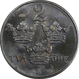 Sweden Gustaf V Iron 1947 2 Öre Choice Unc KM# 811 (858)