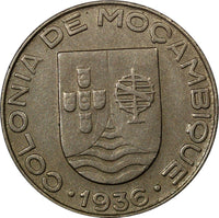 Mozambique Copper-Nickel 1936 1 Escudo aXF Condition KEY SCARCE DATE KM66(10163)